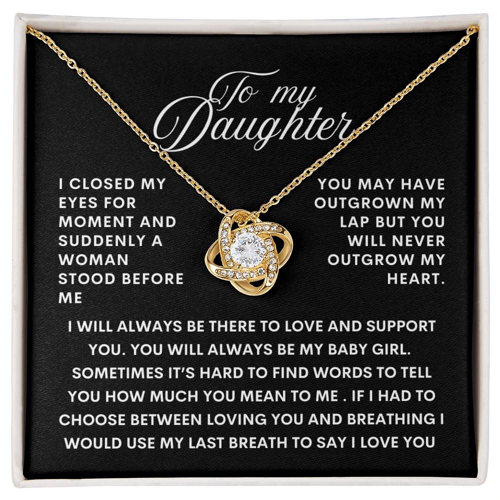 Beautiful Gift To  Daughter "You May Have Outgrown My Lap But You Will Never Outgrow My Heart" Necklace