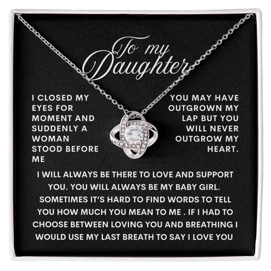 Beautiful Gift To  Daughter "You May Have Outgrown My Lap But You Will Never Outgrow My Heart" Necklace