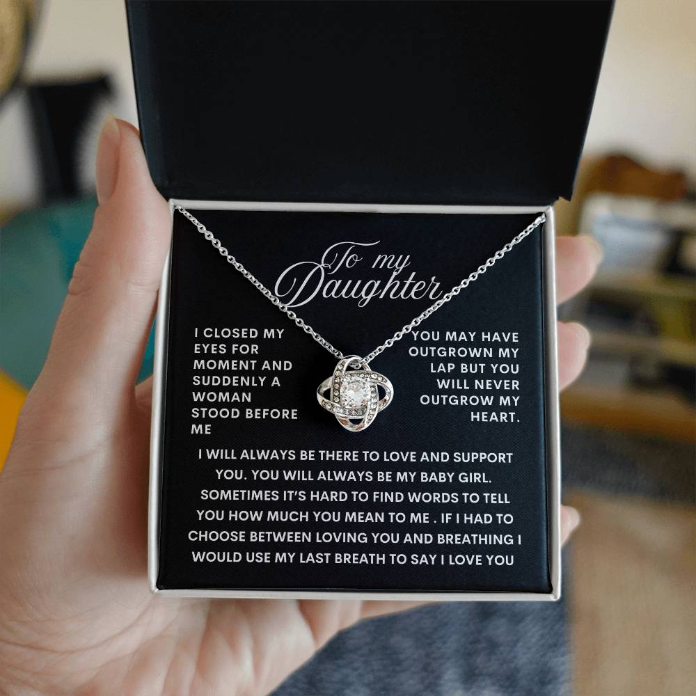 Beautiful Gift To  Daughter "You May Have Outgrown My Lap But You Will Never Outgrow My Heart" Necklace