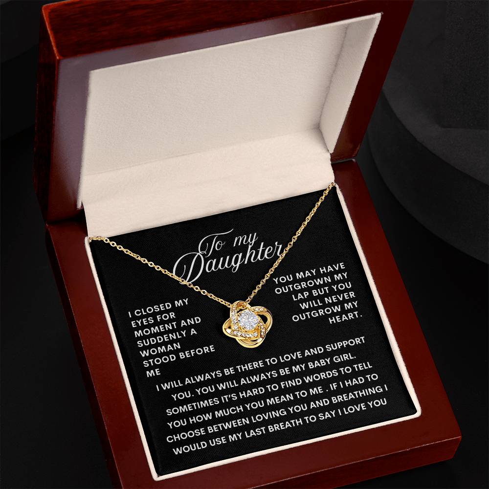 Beautiful Gift To  Daughter "You May Have Outgrown My Lap But You Will Never Outgrow My Heart" Necklace