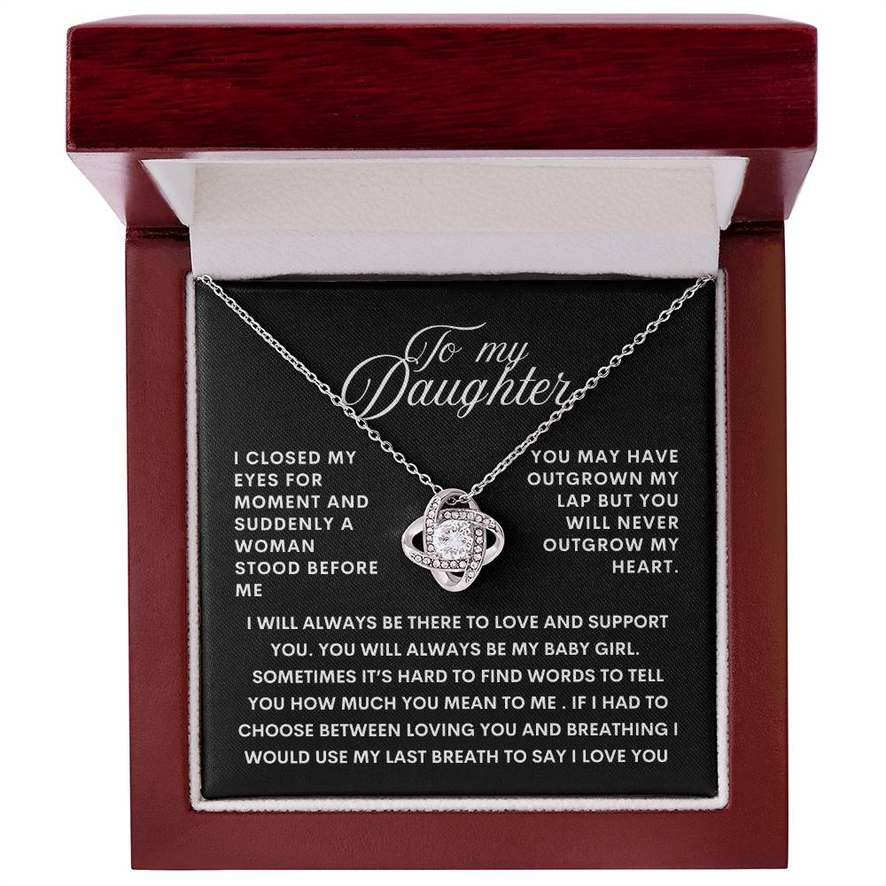 Beautiful Gift To  Daughter "You May Have Outgrown My Lap But You Will Never Outgrow My Heart" Necklace